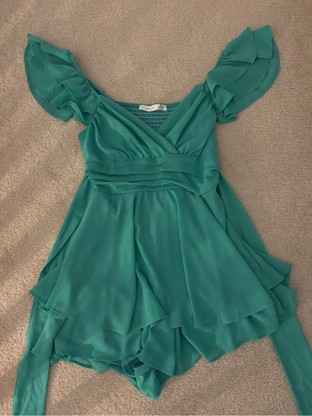 Altar'd State Teal Ruffled Romper
